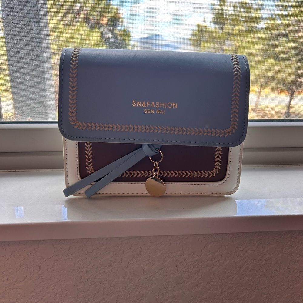 Women's Blue and Brown Crossbody Bag